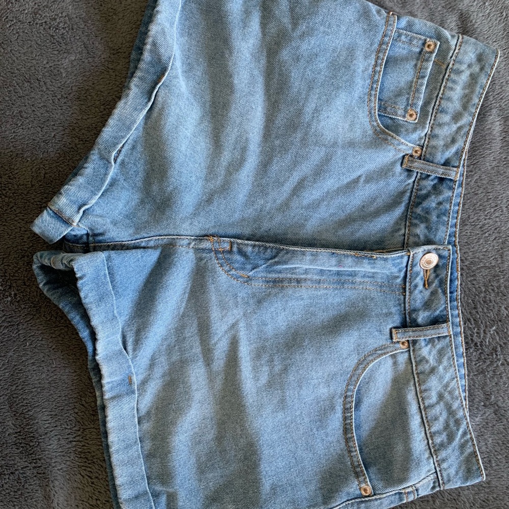 light blue sexy shorts.